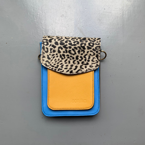 Soruka Recycled Leather 'Aiko' Bag - Blue, Orange, Leopard
