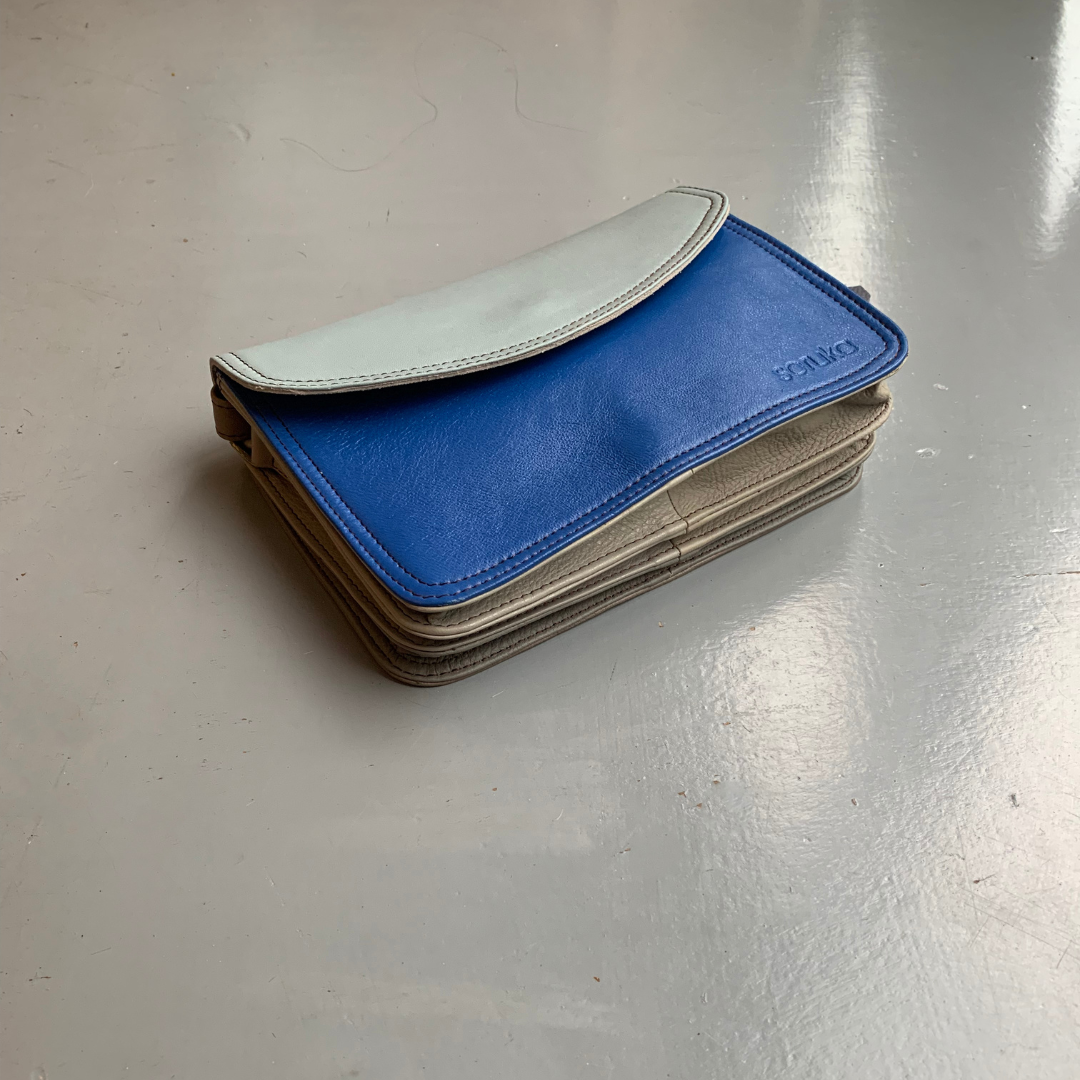 Soruka Recycled Leather 'Beth' Small Cross Body - Blue