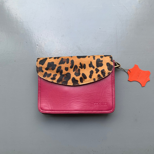 Soruka Recycled Leather 'Beth' Small Cross Body - Pink, Leopard