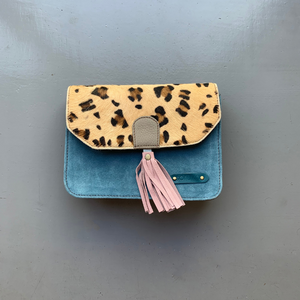 Soruka Recycled Suede 'Claire' Bag - Blue, Pink, Leopard