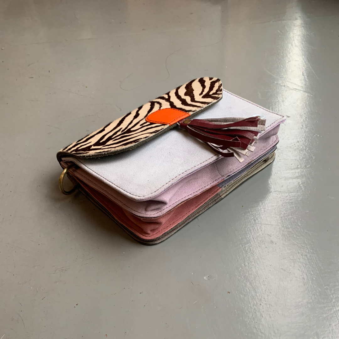 Soruka Recycled Suede 'Claire' Bag - Purple, Zebra