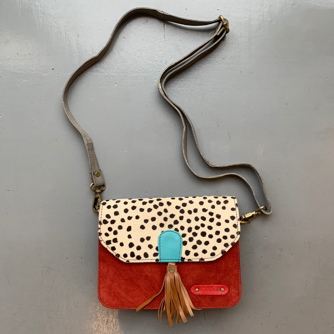 Soruka Recycled Suede 'Claire' Bag - Red, Spot