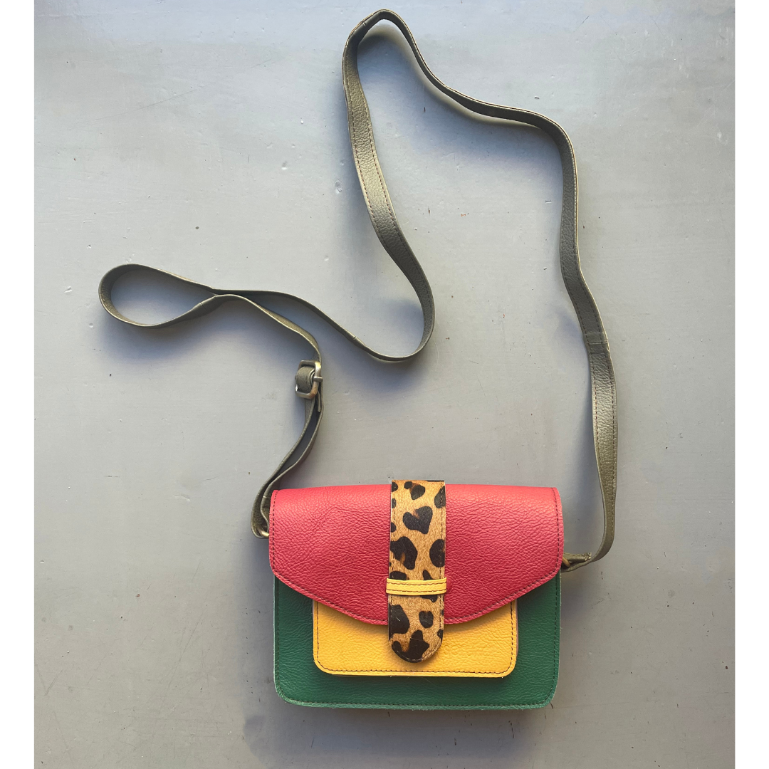 Soruka Recycled Leather 2-in-1 'Grace' Cross Body Bag - Red, Green, Yellow
