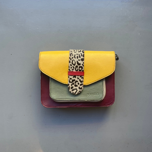 Soruka Recycled Leather 2-in-1 'Grace' Cross Body Bag - Red, Yellow, Leopard