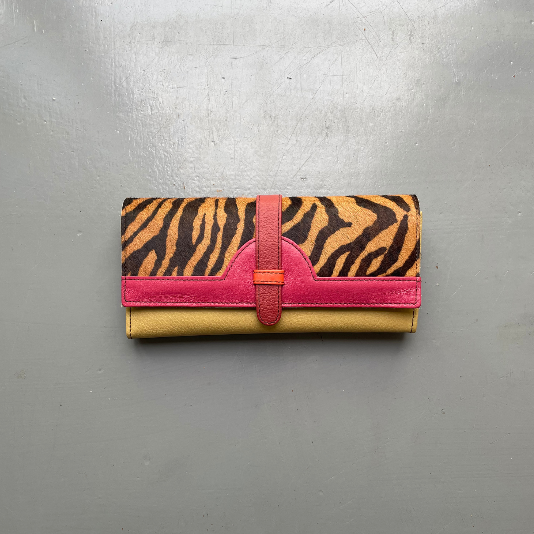 Soruka Recycled Leather 'Half Moon' Purse - Pink, Yellow, Zebra