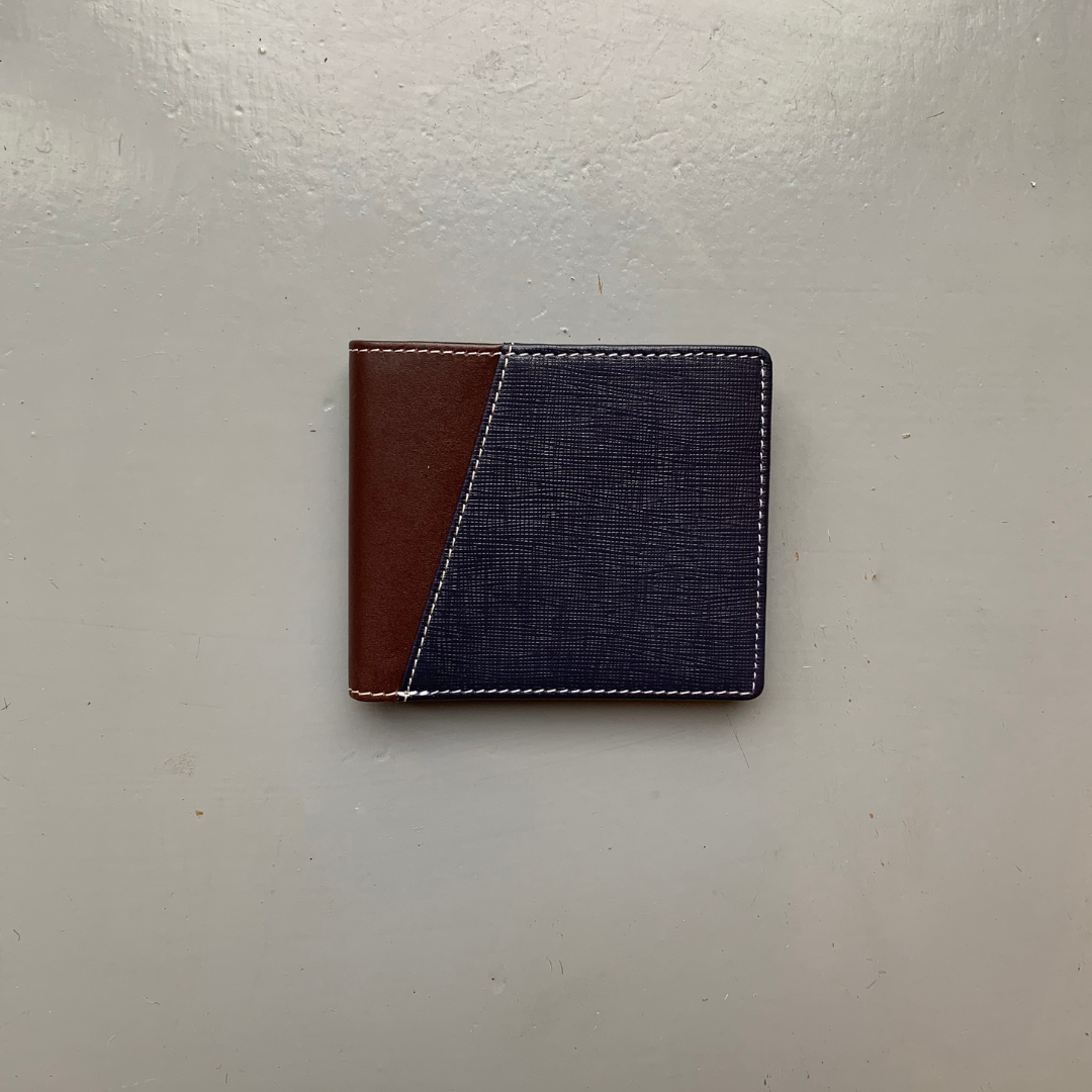 Soruka Recycled Leather 'Luca' Wallet - Blue/Brown