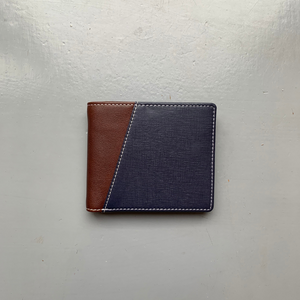Soruka Recycled Leather 'Luca' Wallet - Navy/Brown