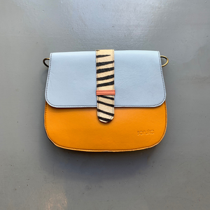 Soruka Recycled Leather 2-in-1 'Ona' Cross Body Bag - Orange/Blue/Zebra - LARGE