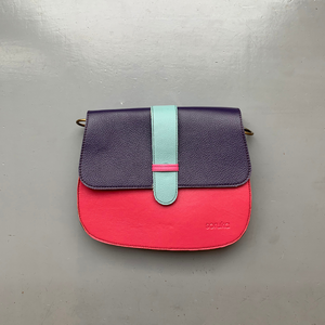 Soruka Recycled Leather 2-in-1 'Ona' Cross Body Bag - Pink/Purple/Spot - LARGE