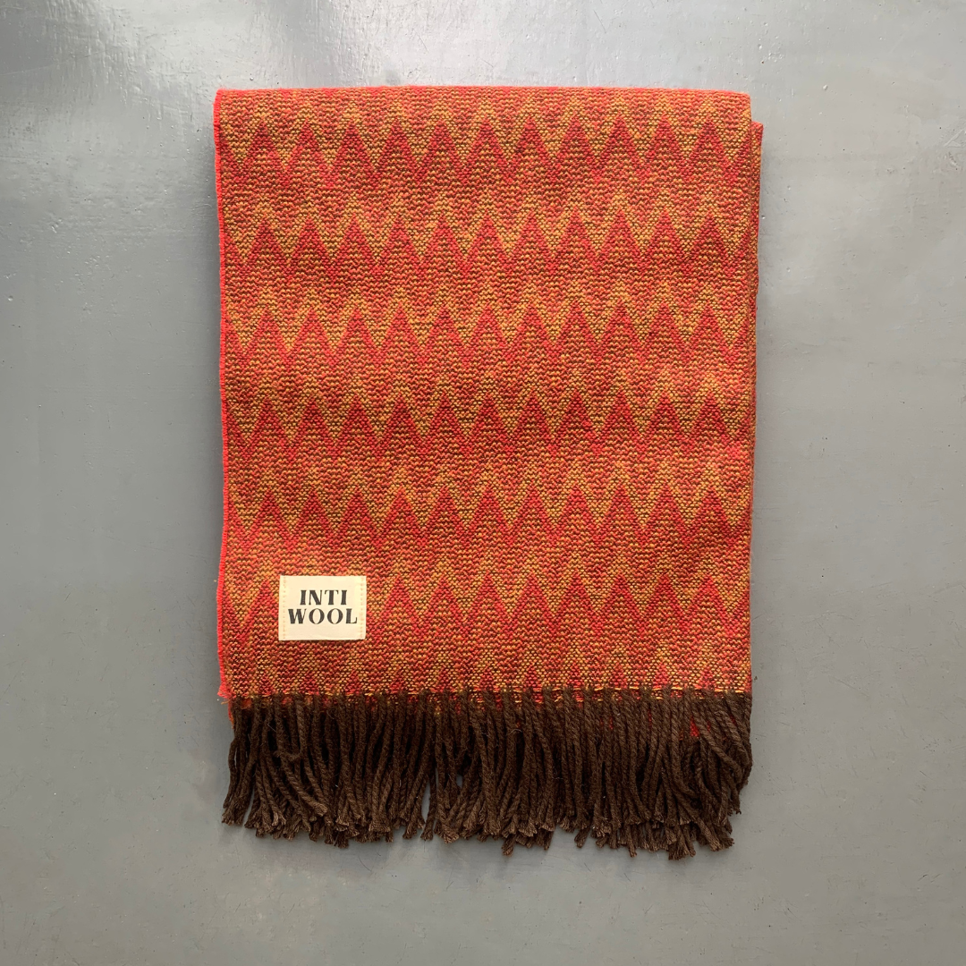 Inti Wool Peruvian Alpaca Blanket - Orange Nazca