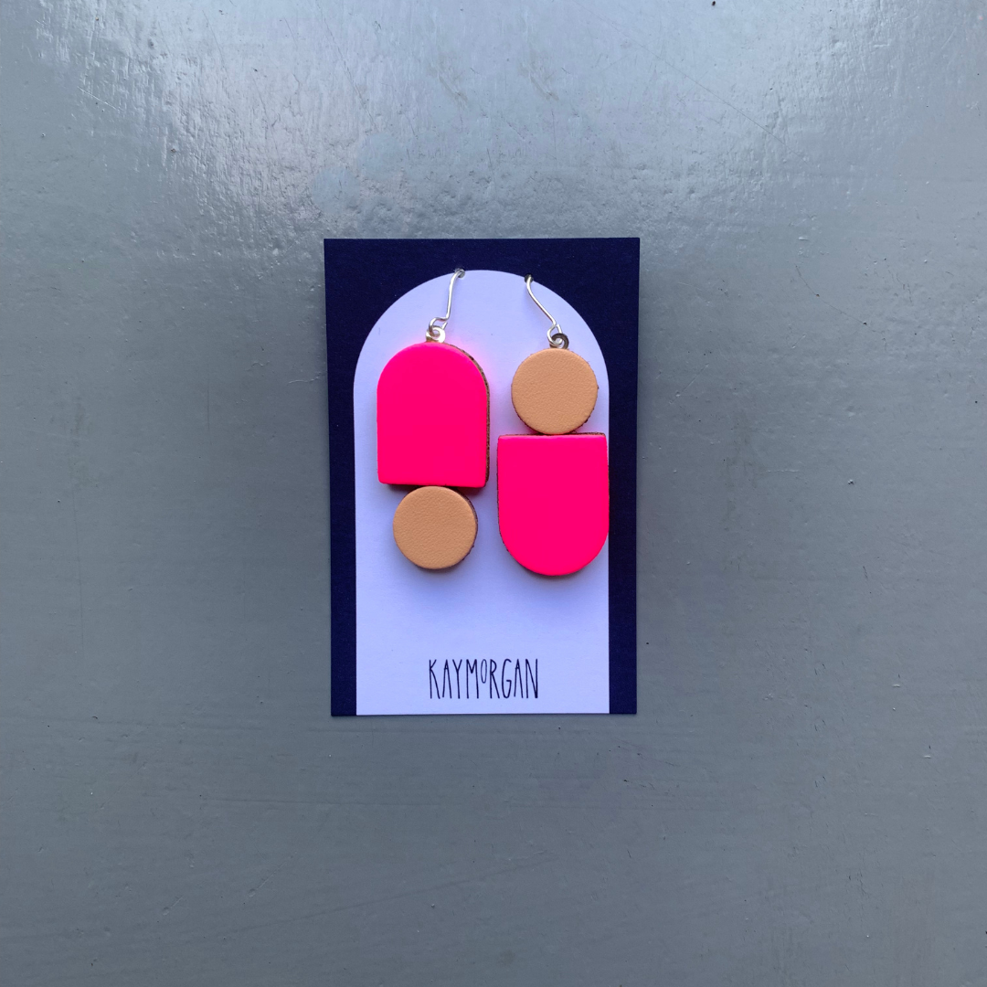 Totem Earrings - Neon Pink