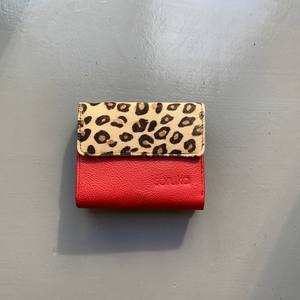 Soruka Recycled Leather 'Rings' Purse - Red, Leopard