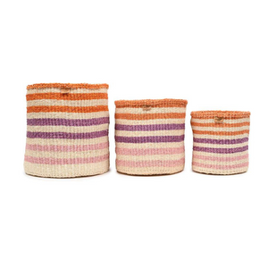 SAFIRI Hand-Woven Basket - Purple & Blue Stripe
