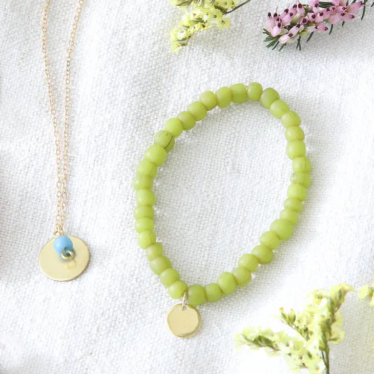 Just Trade 'Garden'  Recycled Glass Bracelet - Lime