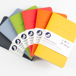 Recycled Leather Pocket Journal  – Burnt Orange