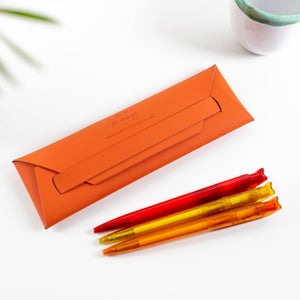 Recycled Leather Pen/Pencil Pouch – Orange
