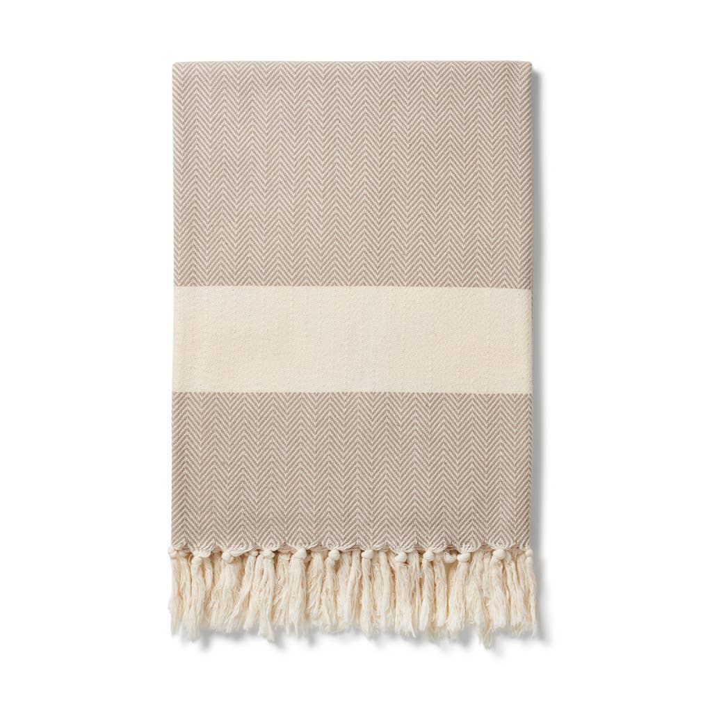 Ferah King Size Organic Cotton Blanket - Oyster Grey