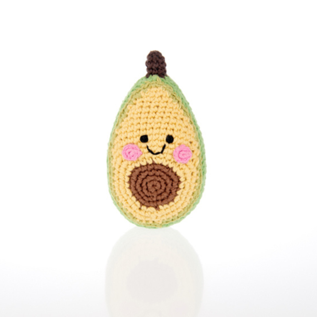 Pebble Toys Hand-Crocheted Avocado Rattle