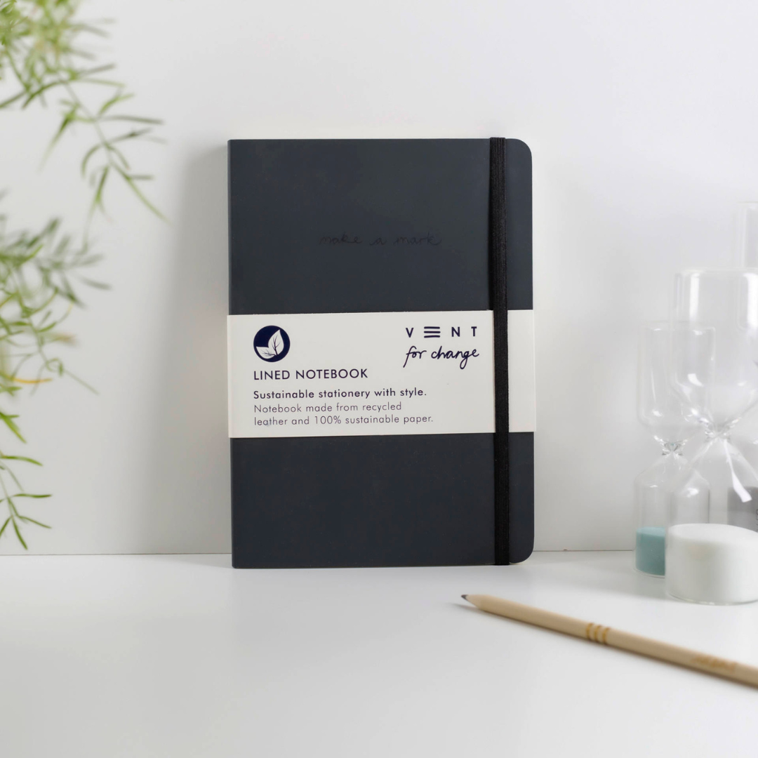 Recycled Leather A5 Notebook – Charcoal