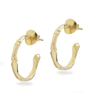 Gold 'Baan' Bamboo Hoop Earrings