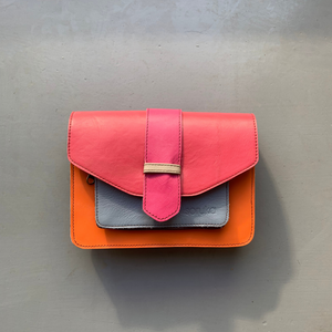 Soruka Recycled Leather 2-in-1 'Grace' Cross Body Bag - Pink, Orange, Blue