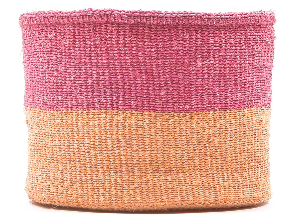 KETI Hand-Woven Basket - Sand & Dusty Pink