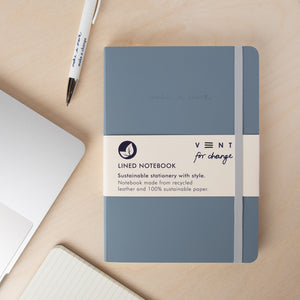 Recycled Leather A5 Notebook – Dusty Blue