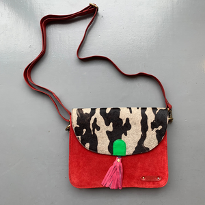 Soruka Recycled Suede 'Olivia' Bag - Red, Cow - LARGE