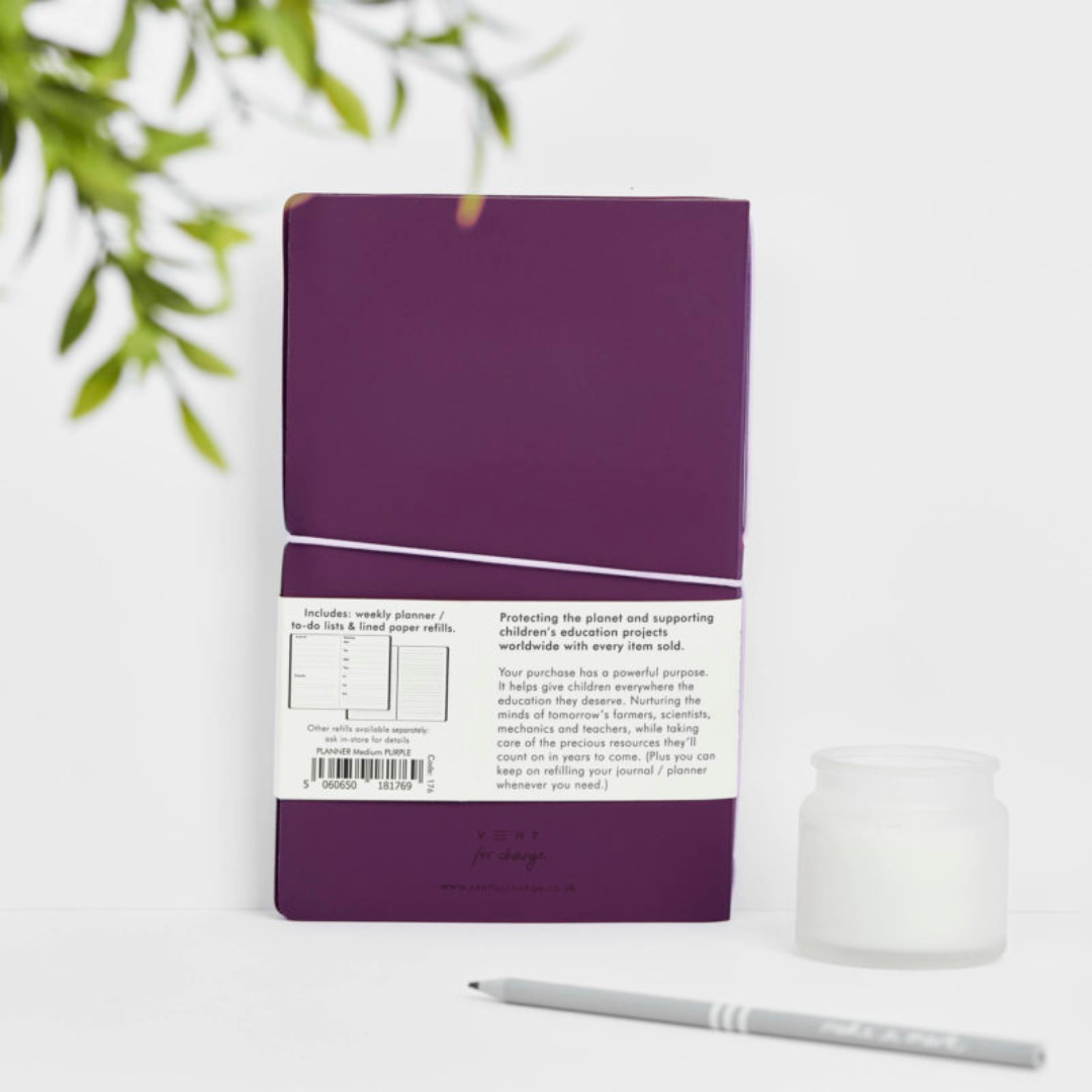 Recycled Leather Refillable Weekly Planner – Purple