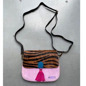 Soruka Recycled Suede 'Rose' Bag - Purple, Pink, Zebra, Brown - LARGE