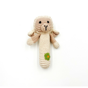 Hand-Crocheted Stick Rattle Lamb