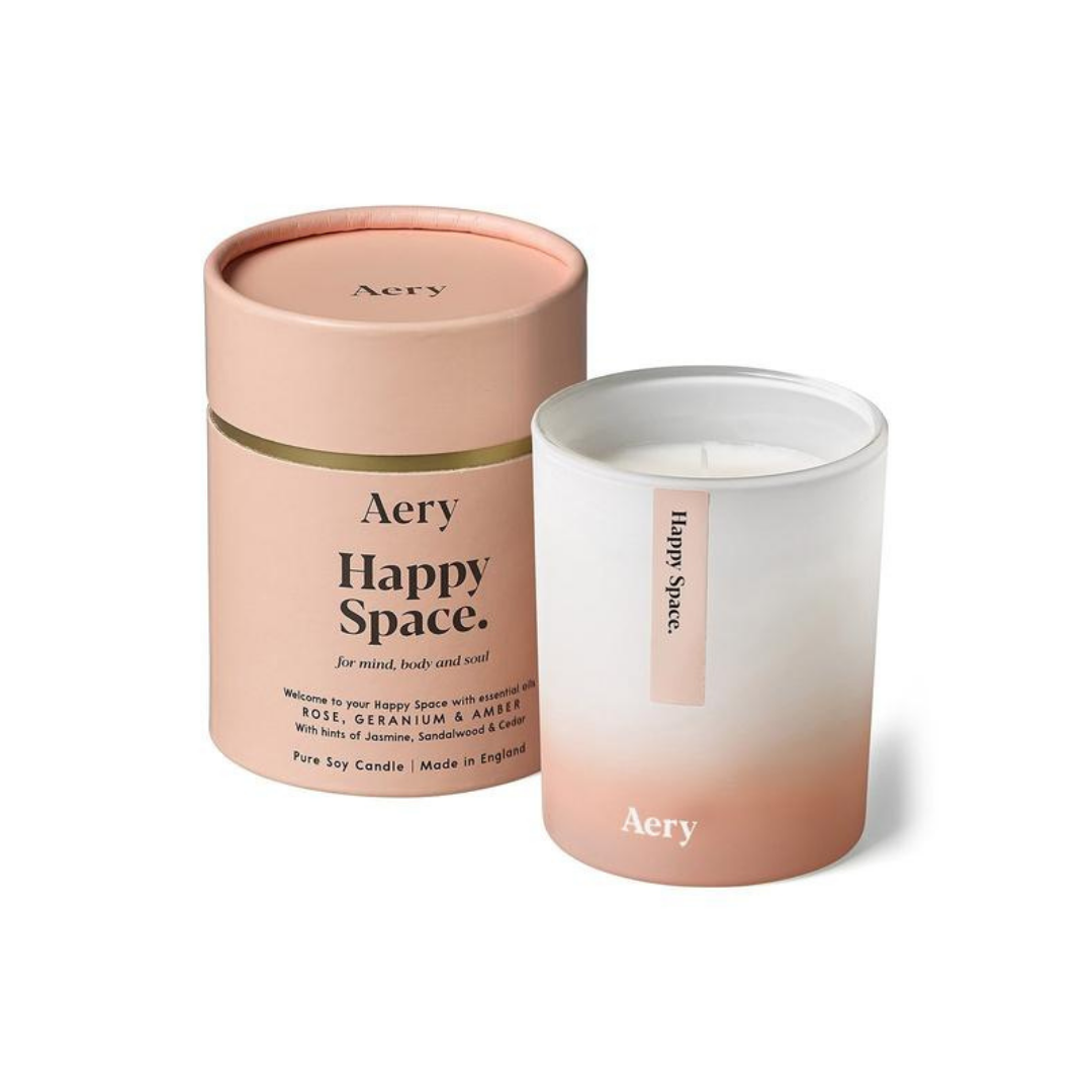 Aery Happy Space Scented Candle - Rose, Geranium & Amber