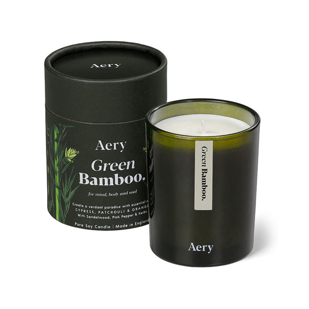 Aery Green Bamboo Scented Candle - Cypress, Patchouli & Orange