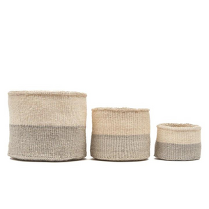 The Basket Room ITALE Hand-Woven Basket - Grey & Natural
