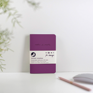 Recycled Leather Pocket Journal  – Deep Purple
