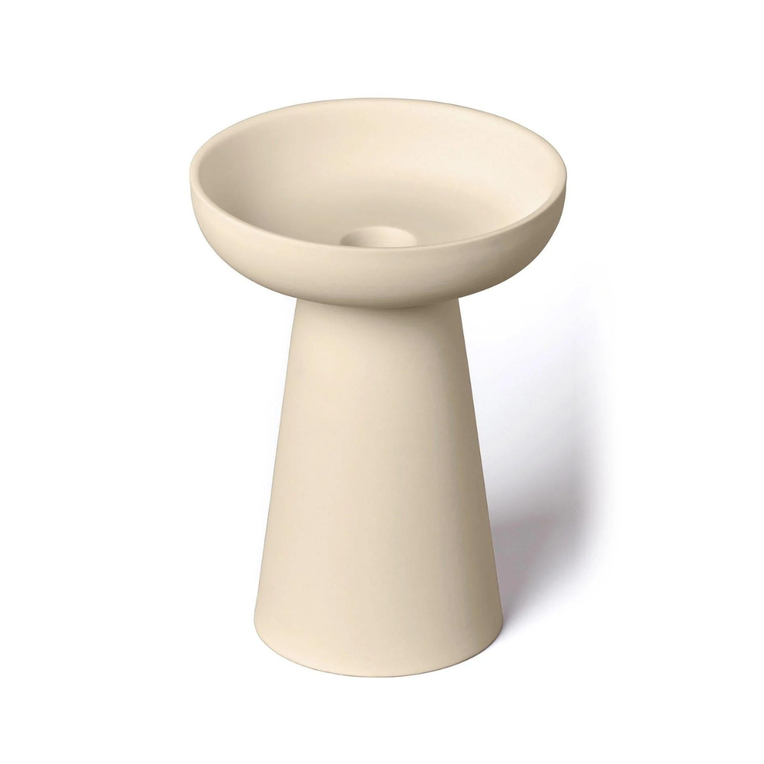 Porcini White Candle Holder - Matte Clay