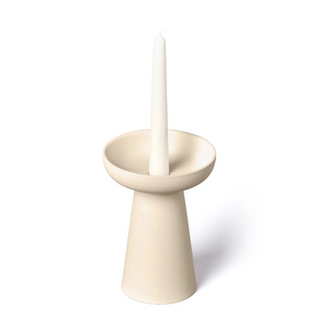 Porcini White Candle Holder - Matte Clay