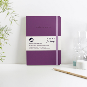 Recycled Leather A5 Notebook – Deep Purple