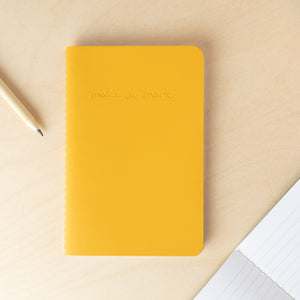 Recycled Leather Pocket Journal  – Mustard Yellow