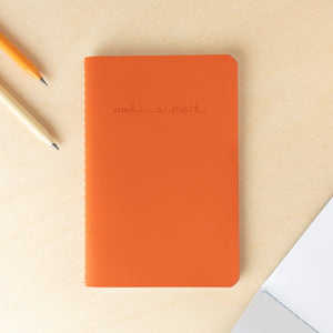 Recycled Leather Pocket Journal  – Burnt Orange