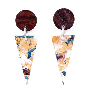 Recycled Wooden Shari Statement Earrings