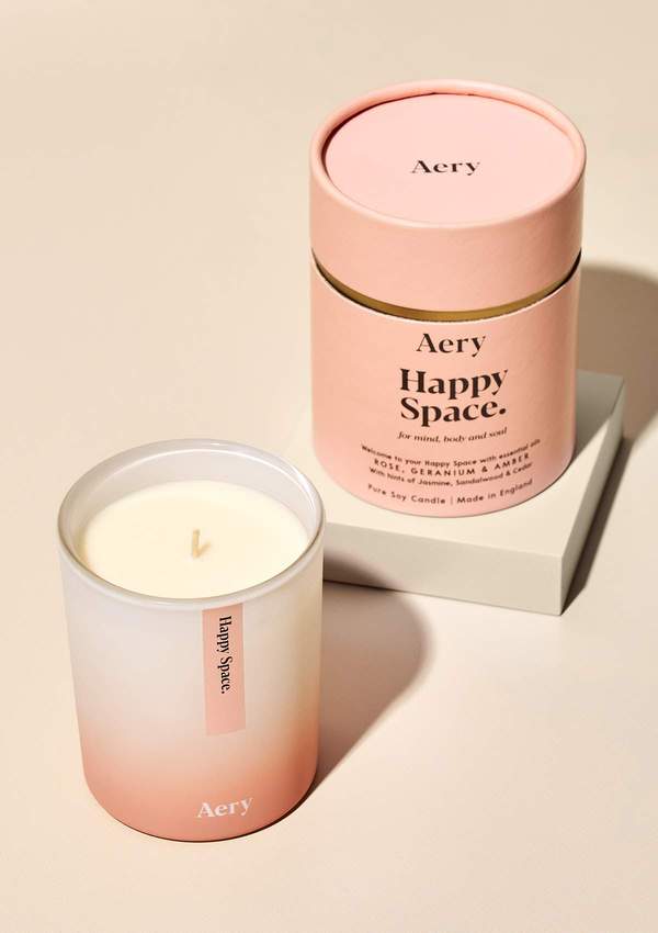 Aery Happy Space Scented Candle - Rose, Geranium & Amber