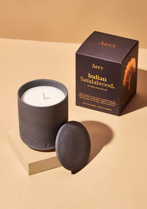 Aery Indian Sandalwood Scented Candle - Black Clay